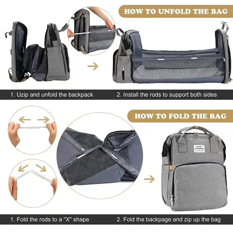Stone™️ Foldable Baby Bed and Diaper Bag