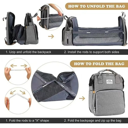 Stone™️ Foldable Baby Bed and Diaper Bag