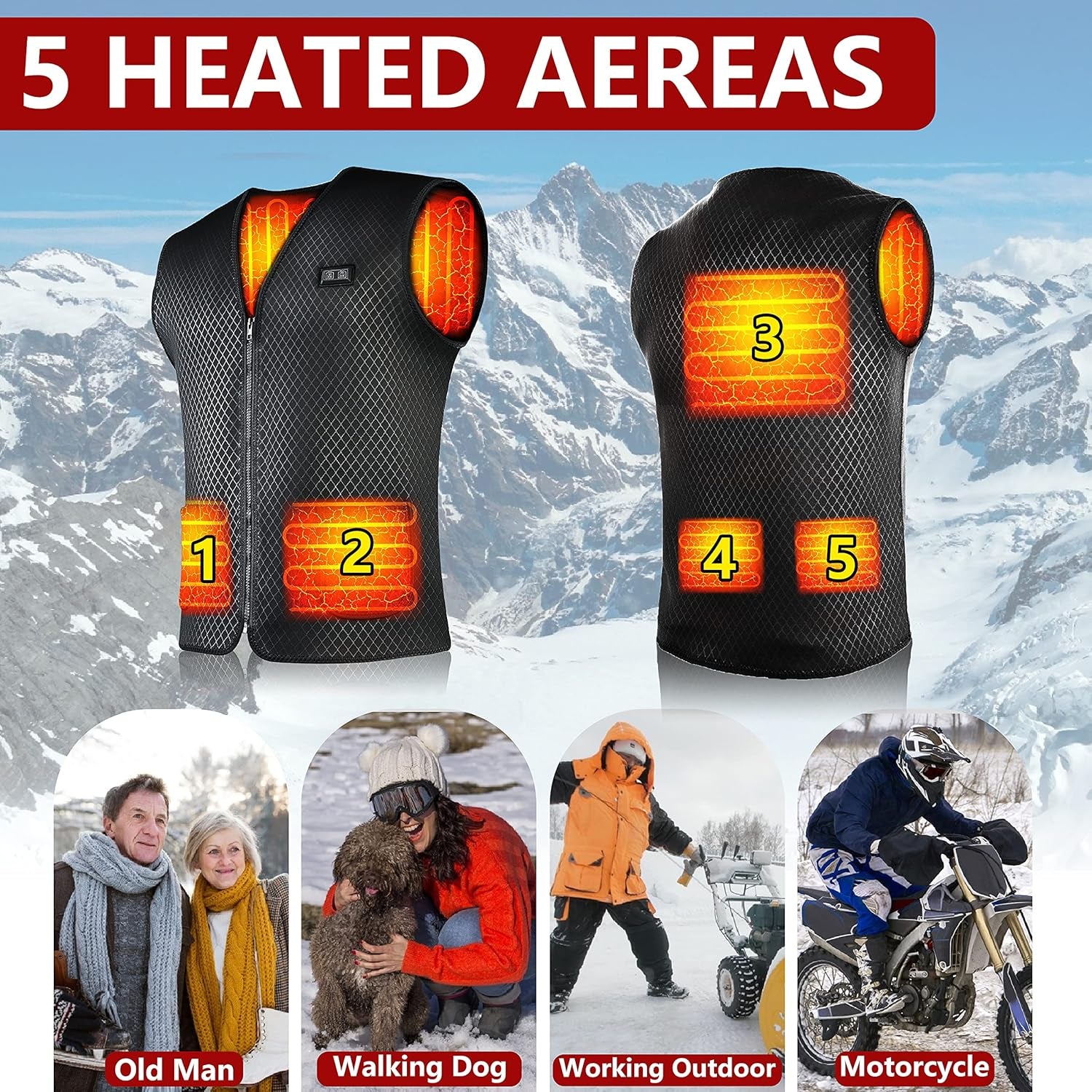 Heated Vest for Men Women - with 10000Mah Battery Winter Heated Jackets, Double Control for Hunting, Fishing Motorcycle(3Xl)